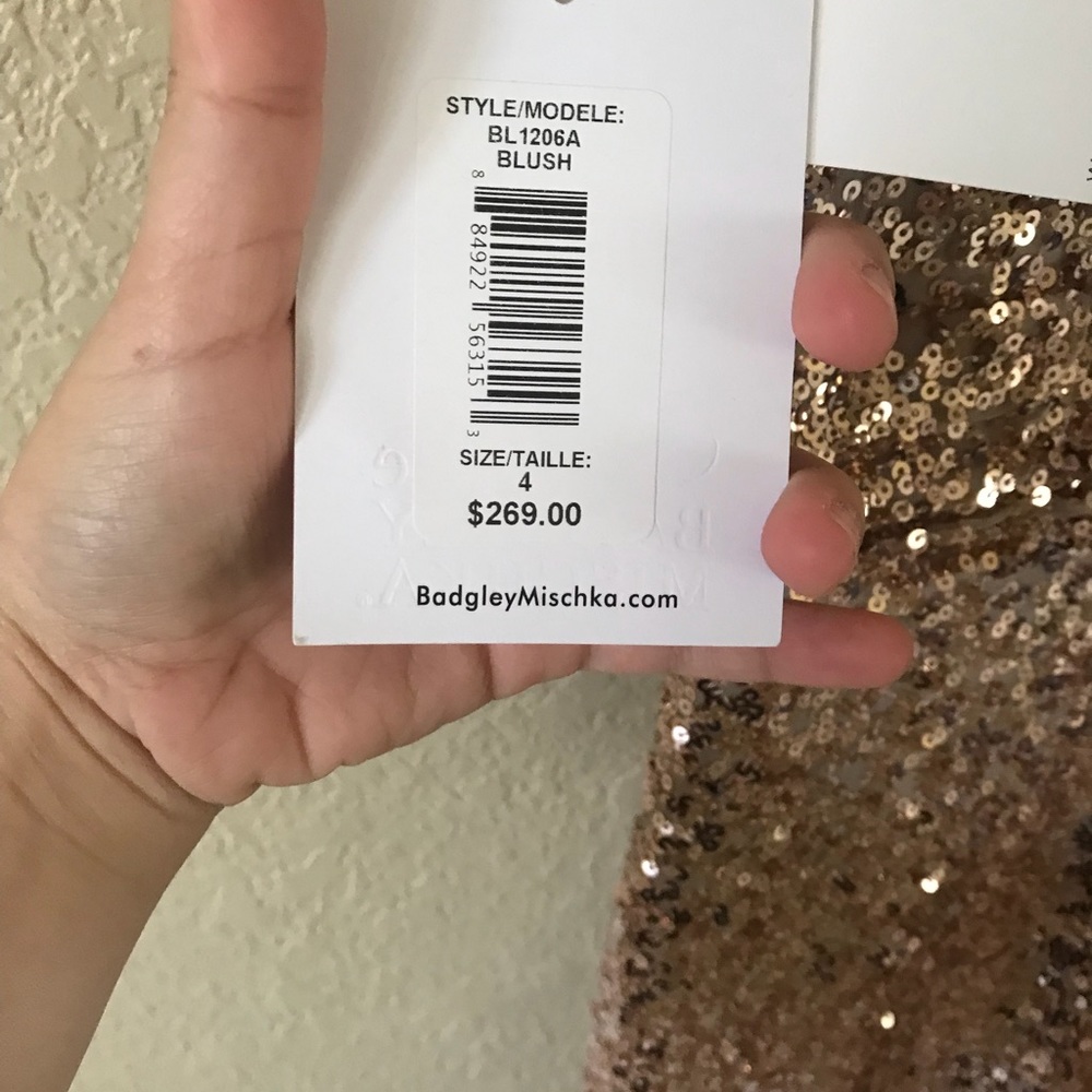 Gold sequin wedding/prom dress for sale. - Picture 3 of 3